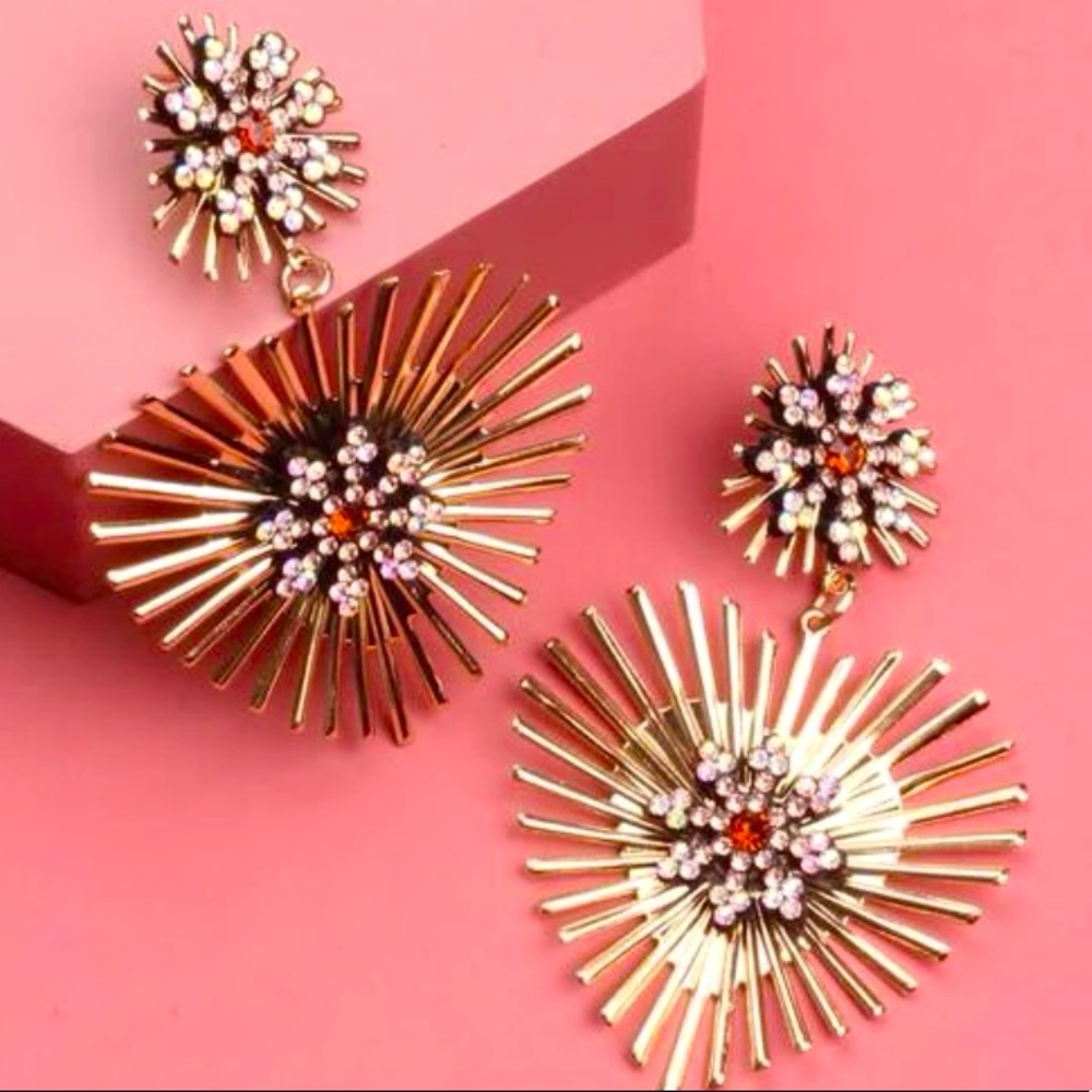 Golden Jewel Heart Earrings